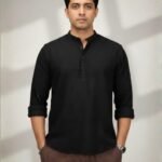 Black Textured Kurta