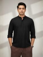 Black Textured Kurta