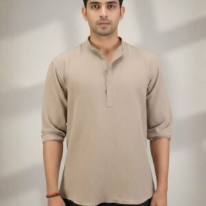 Textured Beige Kurta