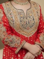 Red Embroidered Peplum Set - Image 5