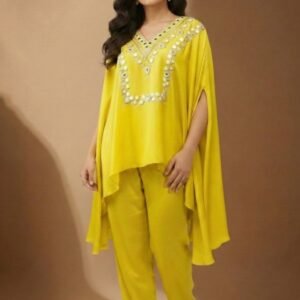 Yellow Mirror Kaftan Set