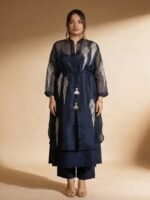Navy Embroidered Kurta - Image 2