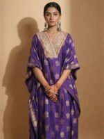 Purple Embroidered Kaftan Dress