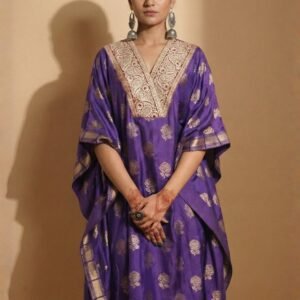 Purple Embroidered Kaftan Dress