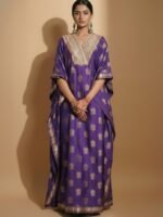 Purple Embroidered Kaftan Dress - Image 2