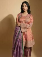 Peach Embroidered Kurta Dress - Image 2