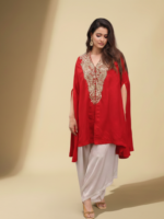 Red Embroidered Kaftan Set